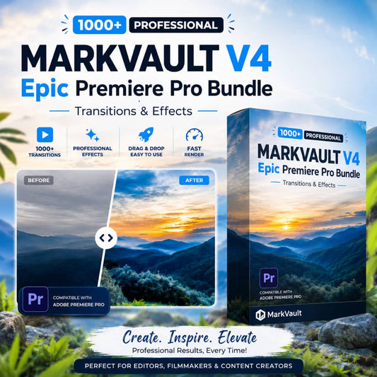 Markvault V4 Epic Premiere Pro Bundle | 1000+ Professional Transitions & Effects